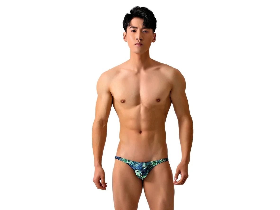 Gay Swim Bikinis | Ultra Low-Rise Green Leaf Bikinis
