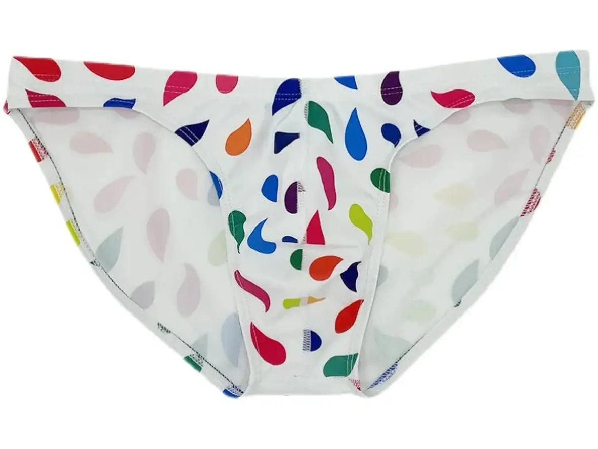 Gay Swim Bikinis | Ultra Low-Rise Hot White Print Summer Swim Bikinis