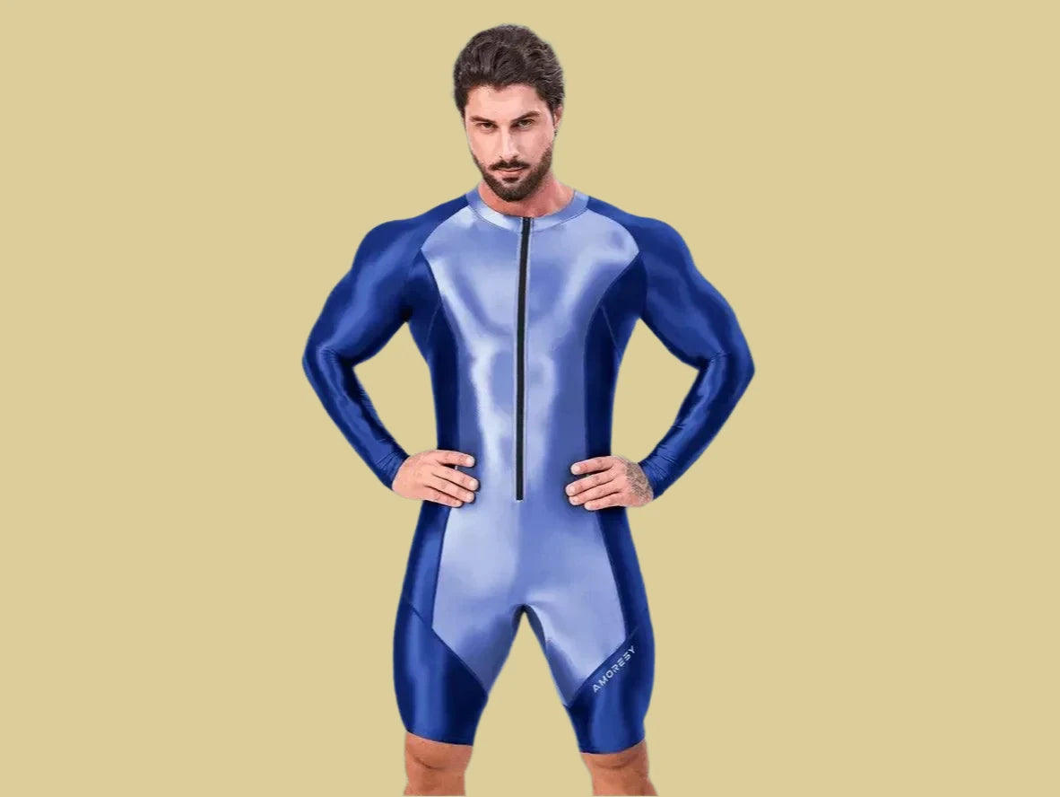 Gay Swim Bodysuits | AMORESY Atticus Series Front Zipper Long-Sleeve Bodysuit