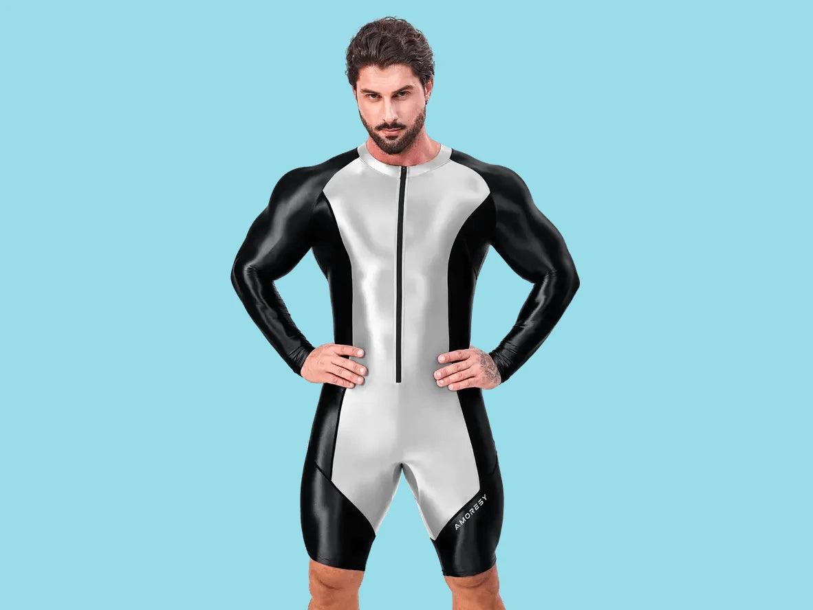 Gay Swim Bodysuits | AMORESY Atticus Series Front Zipper Long-Sleeve Bodysuit