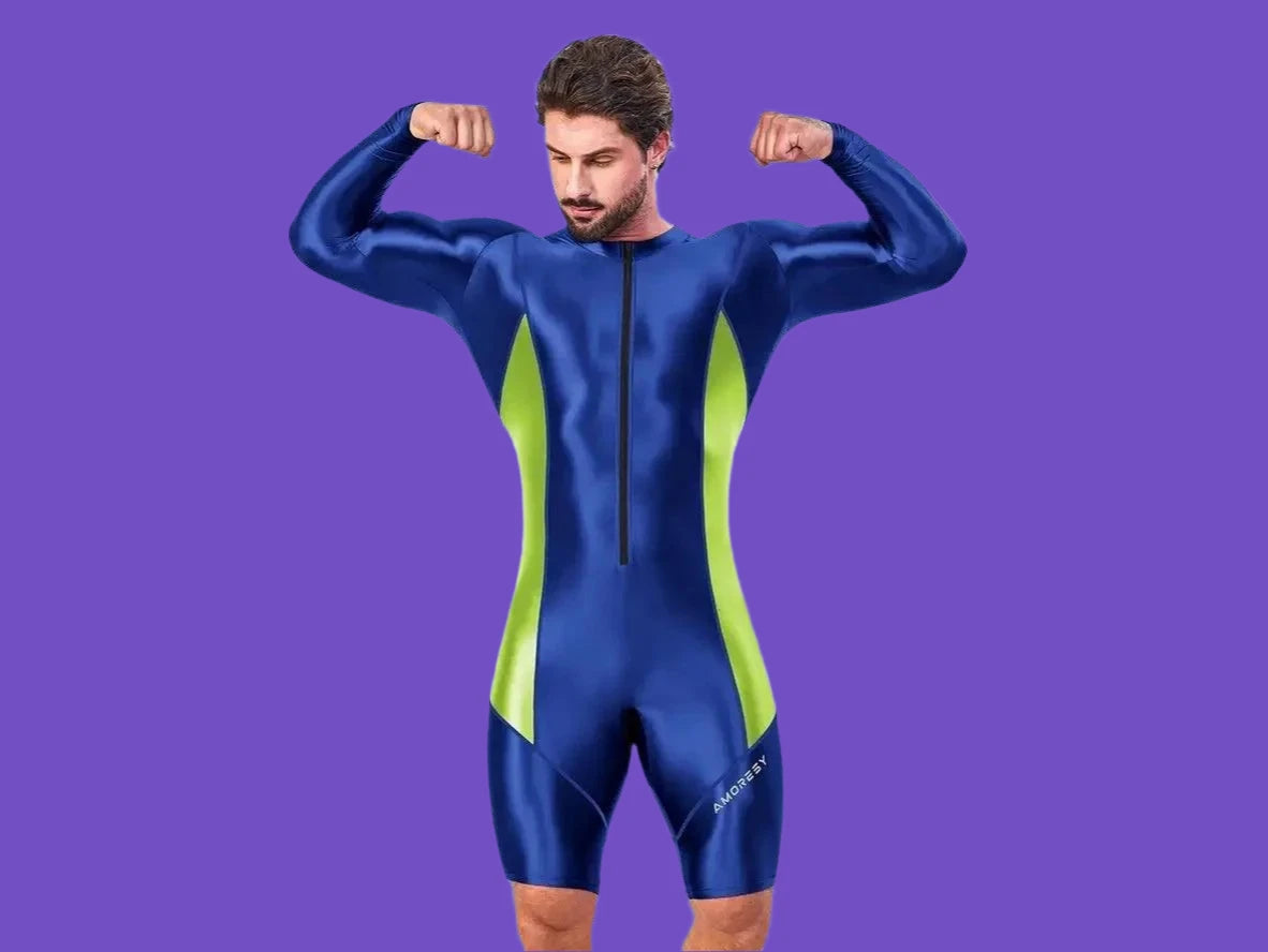 Gay Swim Bodysuits | AMORESY Atticus Series Front Zipper Long-Sleeve Bodysuit