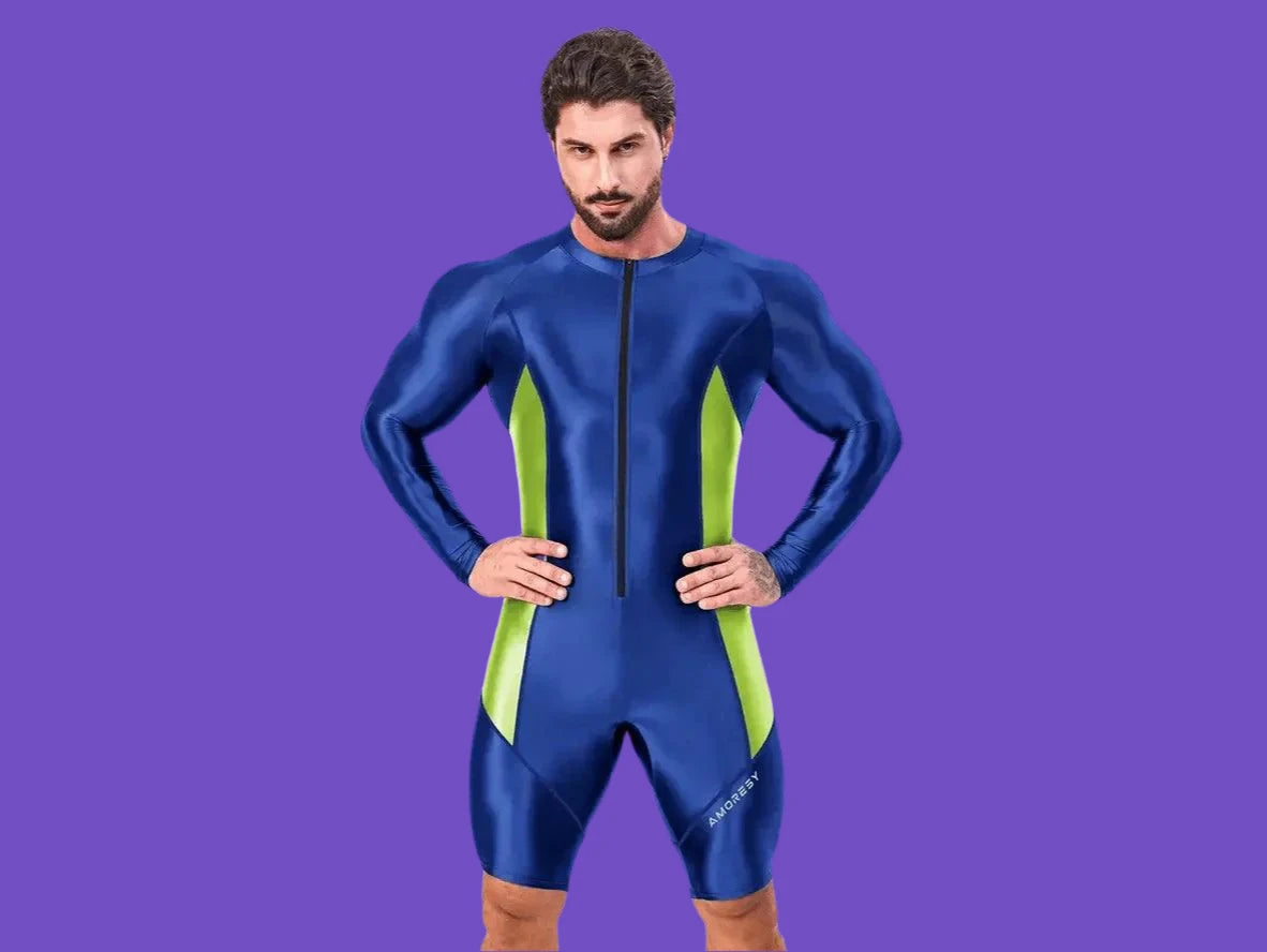 Gay Swim Bodysuits | AMORESY Atticus Series Front Zipper Long-Sleeve Bodysuit