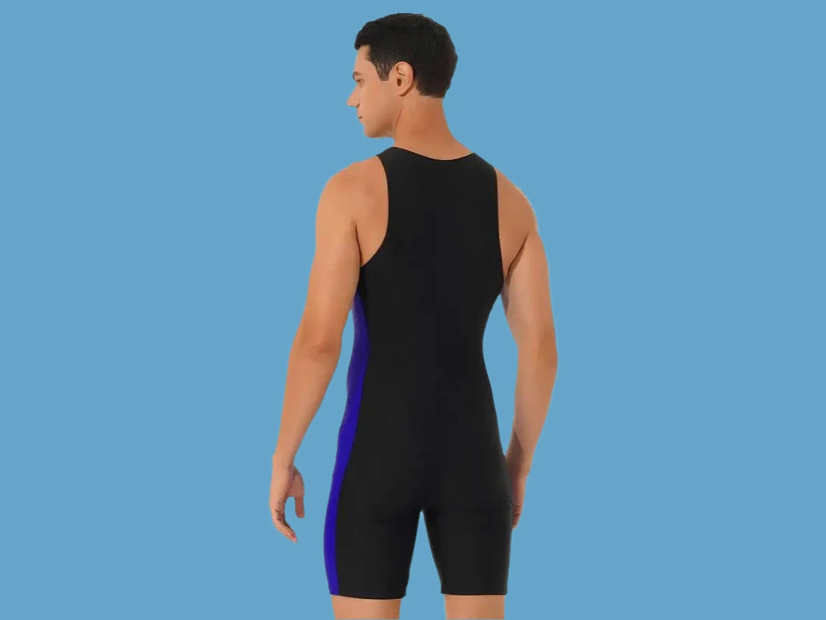 Gay Swim Bodysuits | Sleeveless Front Zipper Swim Bodysuit