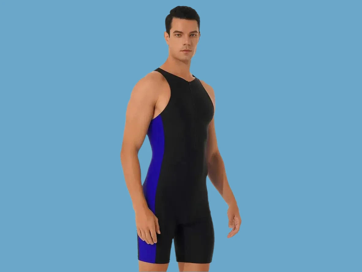 Gay Swim Bodysuits | Sleeveless Front Zipper Swim Bodysuit