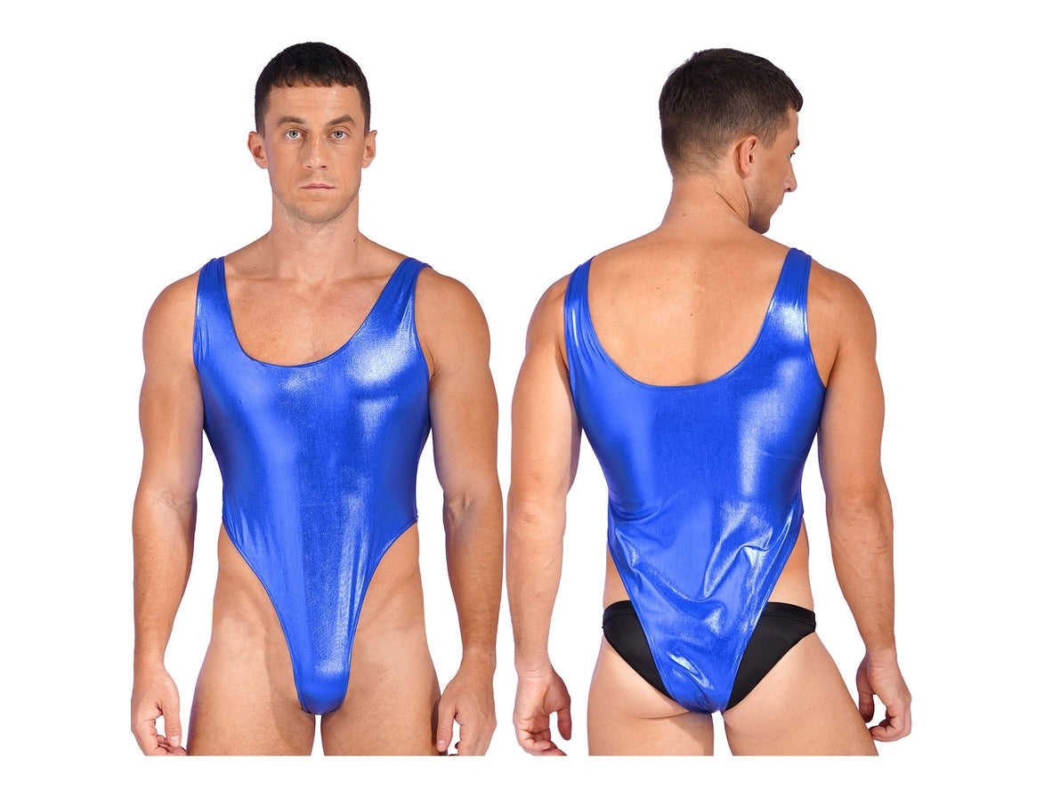 Gay Swim Bodysuits | Sleeveless Glossy High Cut One-Piece Swim Mankini