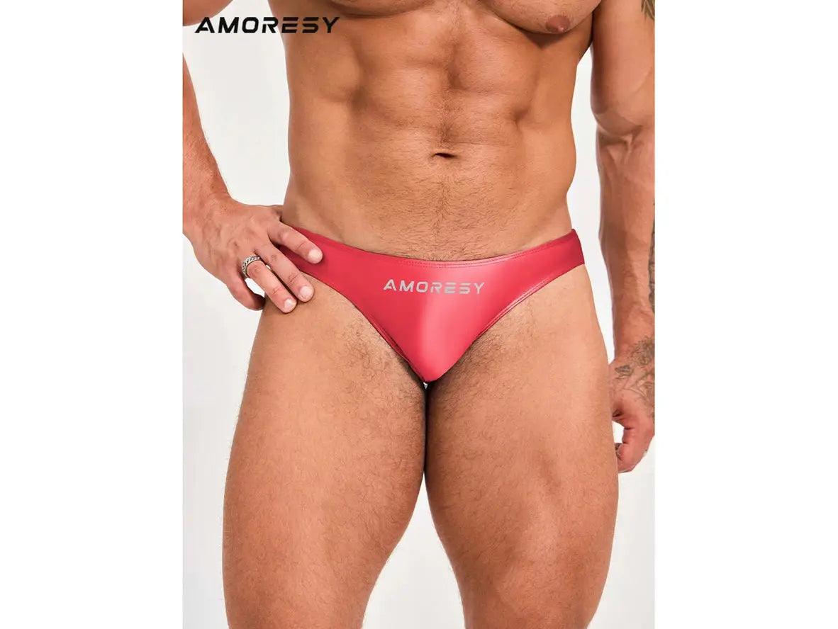 Gay Swim Briefs | AMORESY Glossy Sports Swim Briefs