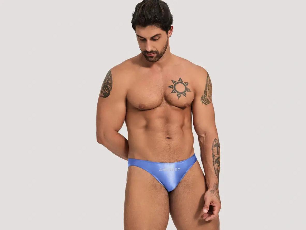 Gay Swim Briefs | AMORESY Glossy Sports Swim Briefs