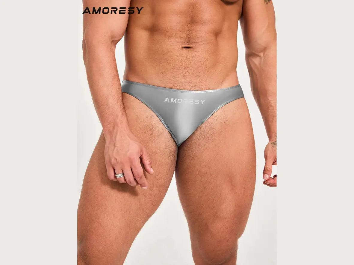 Gay Swim Briefs | AMORESY Glossy Sports Swim Briefs