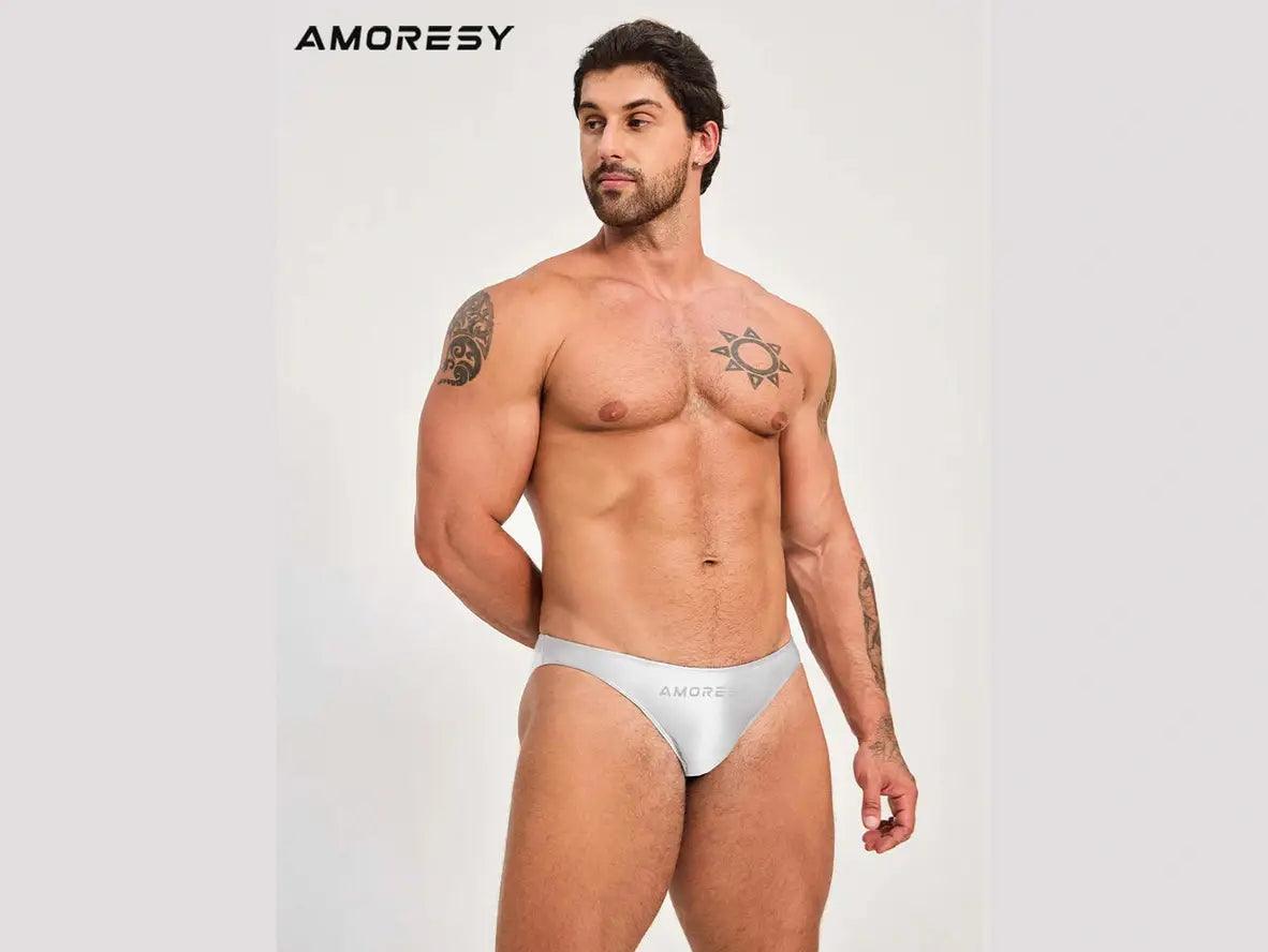 Gay Swim Briefs | AMORESY Glossy Sports Swim Briefs