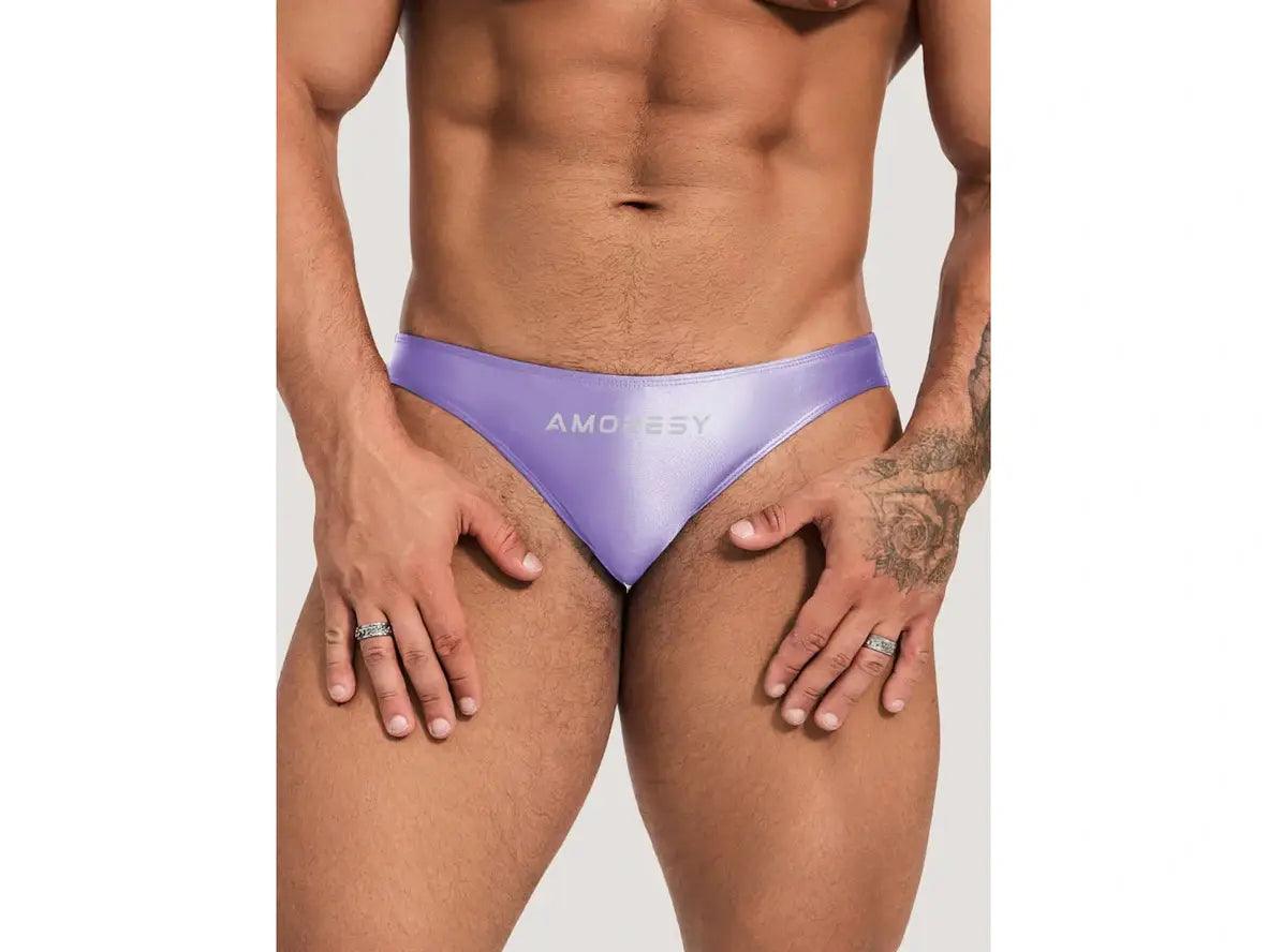 Gay Swim Briefs | AMORESY Glossy Sports Swim Briefs