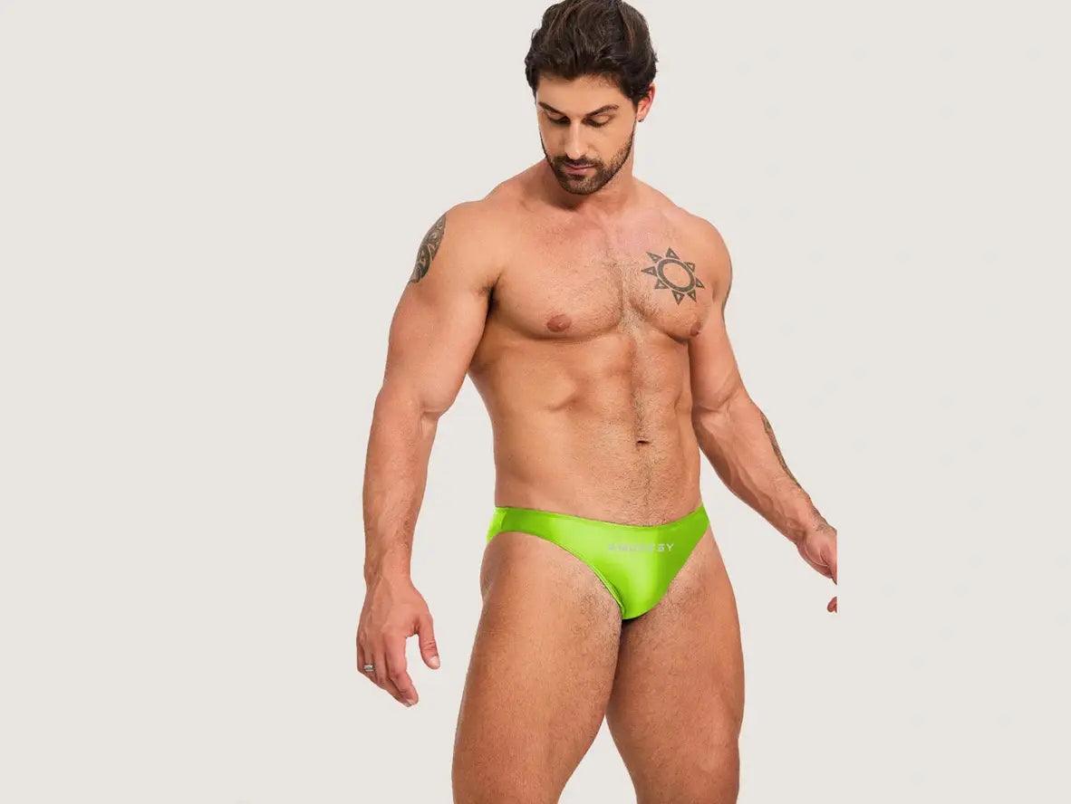 Gay Swim Briefs | AMORESY Glossy Sports Swim Briefs