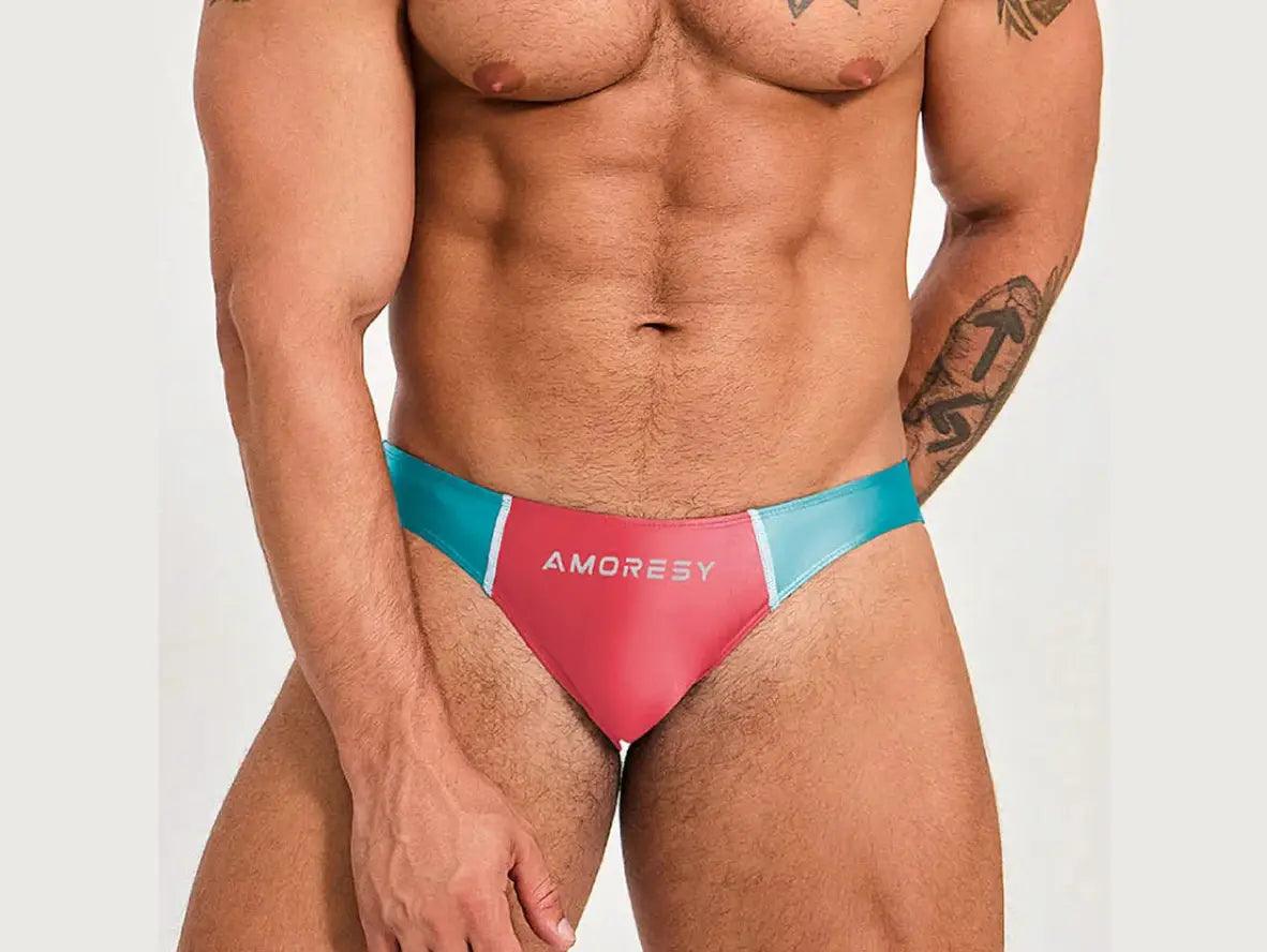 Gay Swim Briefs | AMORESY Low-Rise Smooth Sport Swim Briefs