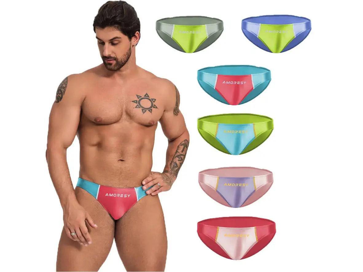 Gay Swim Briefs | AMORESY Low-Rise Smooth Sport Swim Briefs