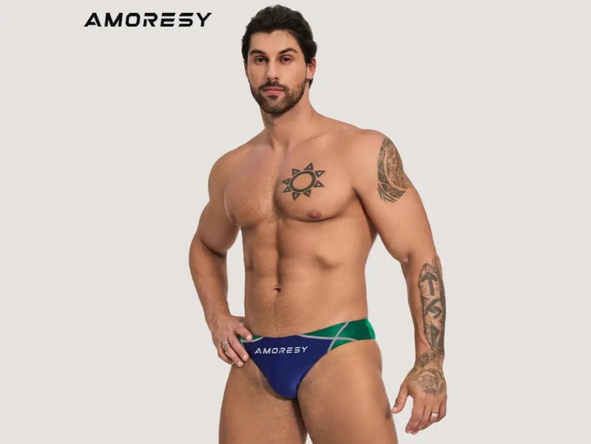 Gay Swim Briefs | AMORESY Swimwear Color Matching Swim Briefs