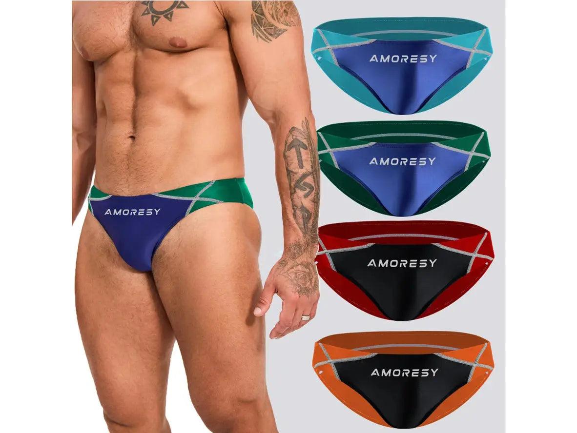 Gay Swim Briefs | AMORESY Swimwear Color Matching Swim Briefs