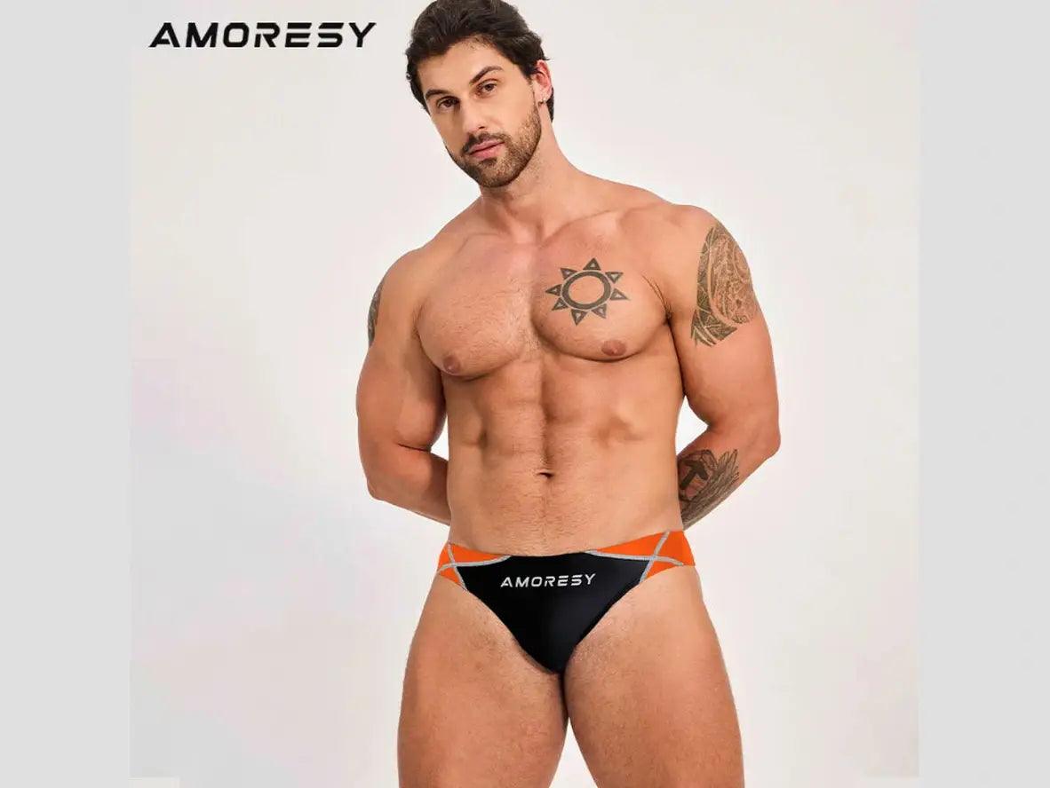 Gay Swim Briefs | AMORESY Swimwear Color Matching Swim Briefs