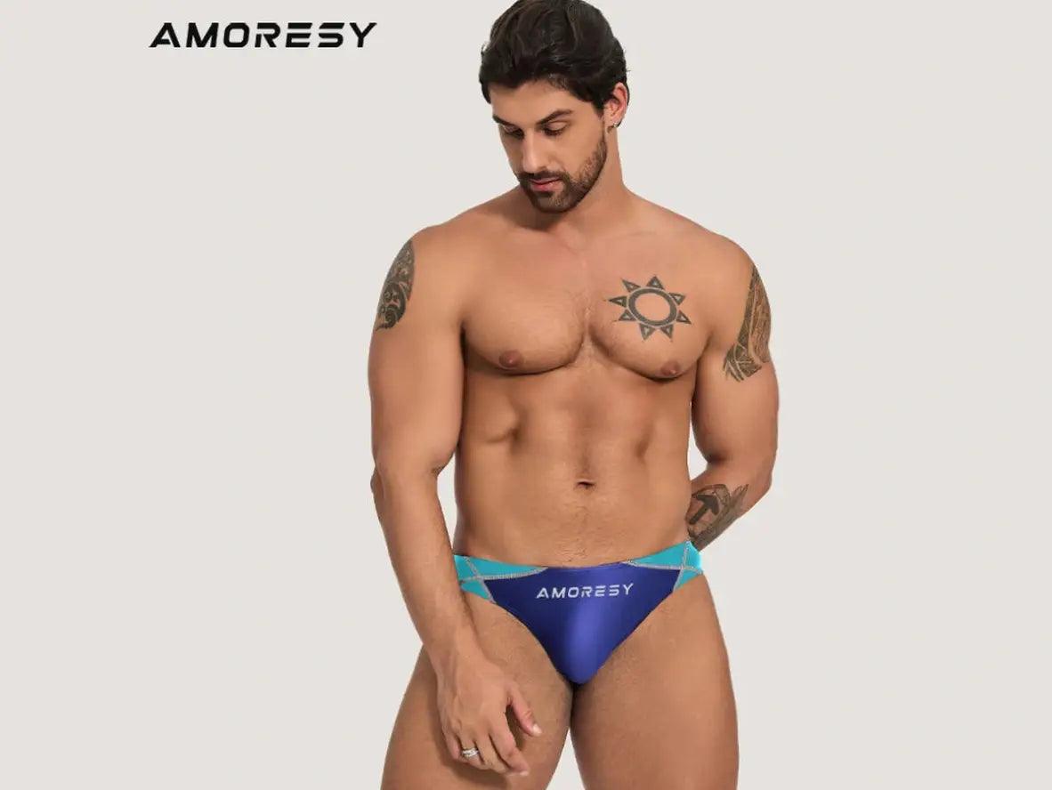 Gay Swim Briefs | AMORESY Swimwear Color Matching Swim Briefs