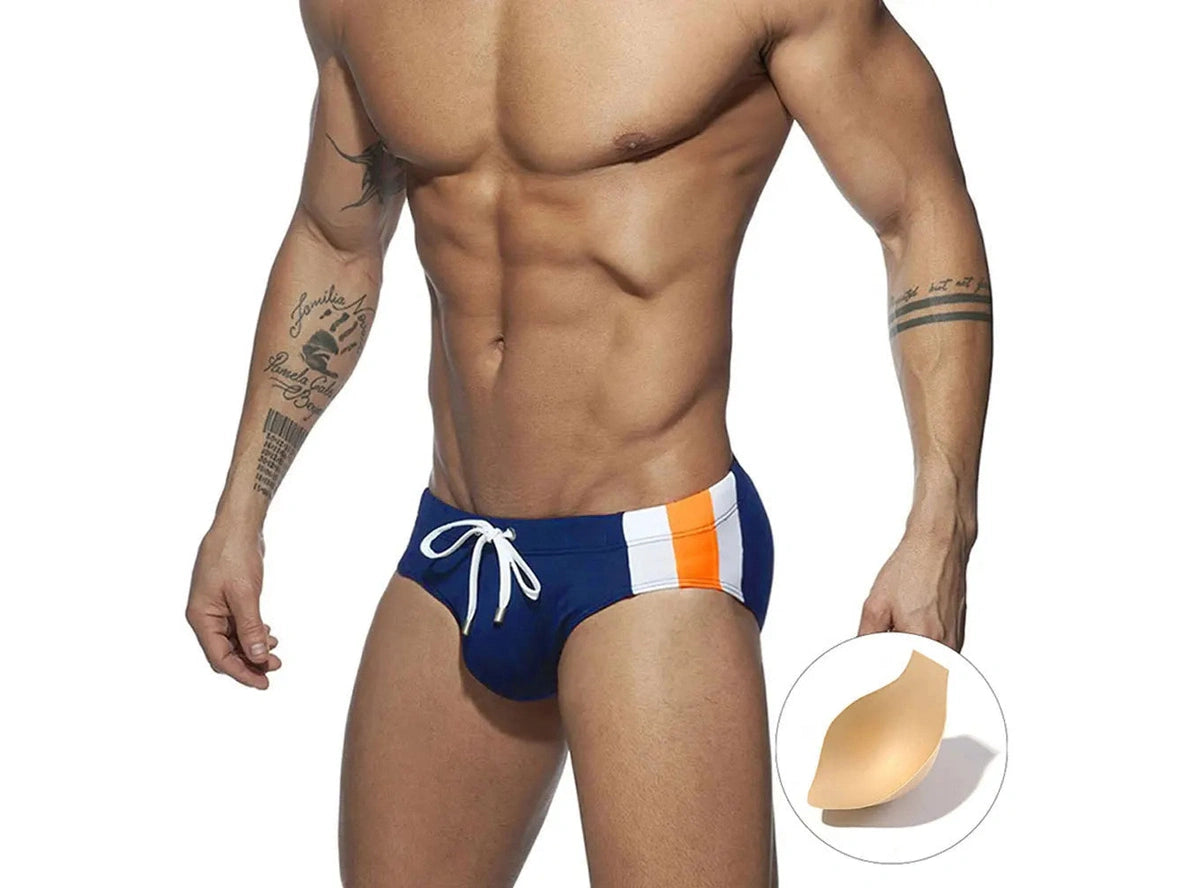 Gay Swim Briefs | Athletic Stripe Sport Swim Briefs