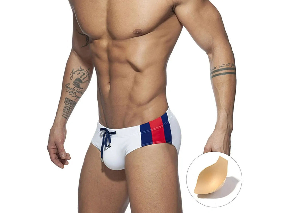 Gay Swim Briefs | Athletic Stripe Sport Swim Briefs