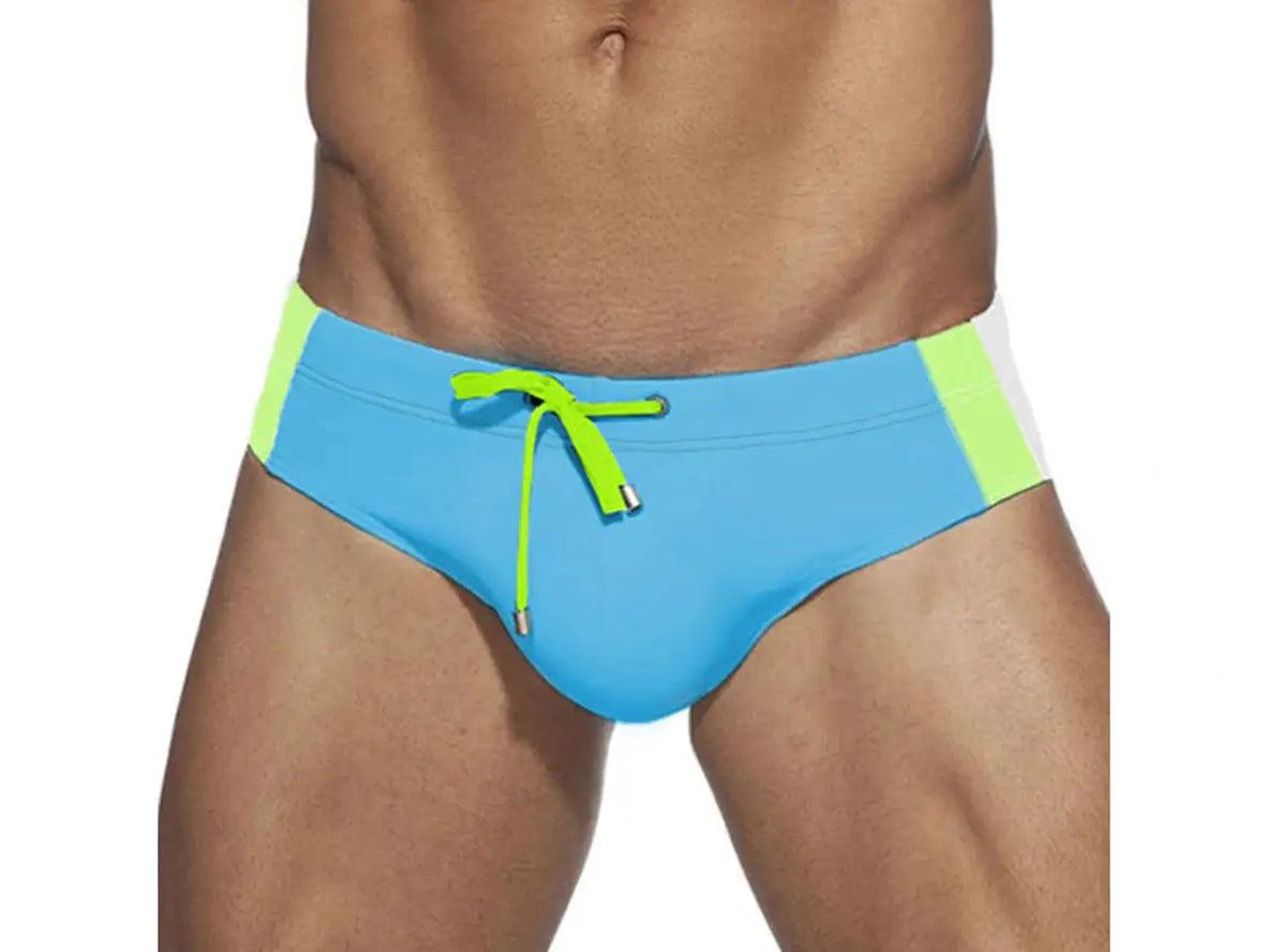 Gay Swim Briefs | Big Pouch Side Stripe Sport Swim Briefs