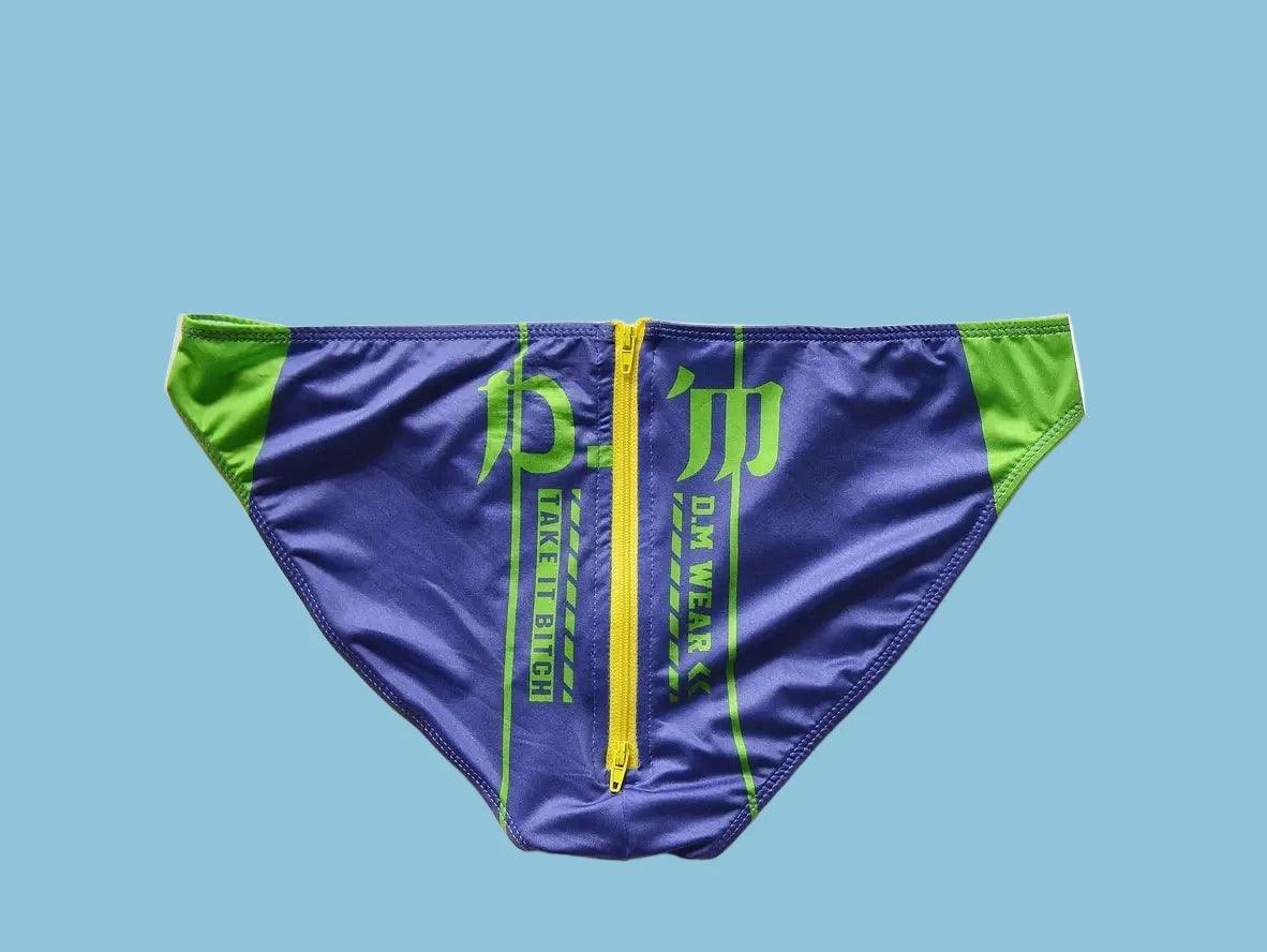 Gay Swim Briefs | D.M Back Zipper Easy Access Swim Briefs
