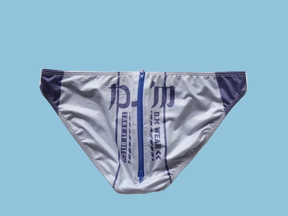 Gay Swim Briefs | D.M Back Zipper Easy Access Swim Briefs