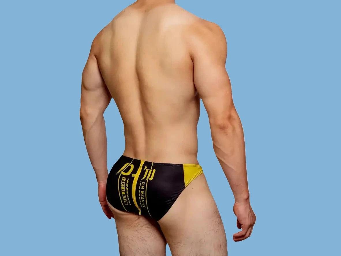 Gay Swim Briefs | D.M Back Zipper Easy Access Swim Briefs