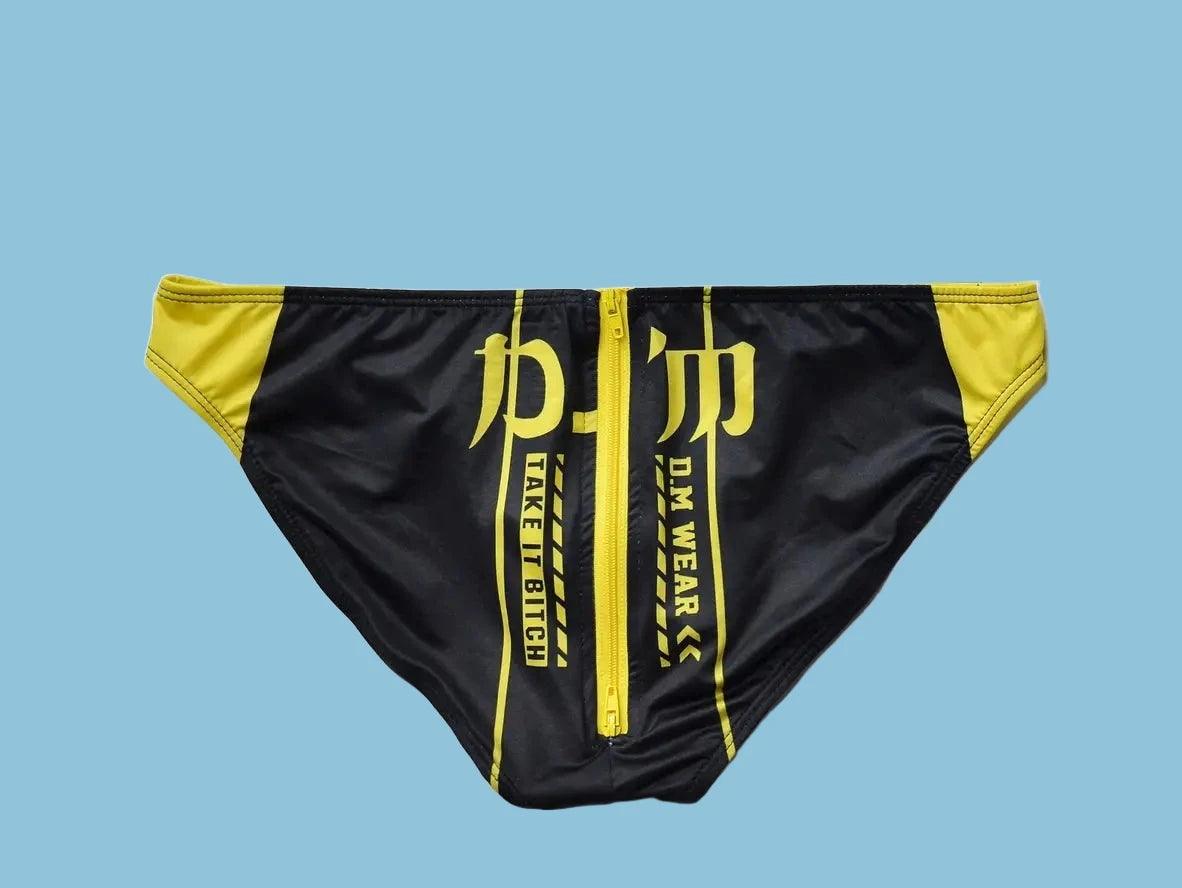 Gay Swim Briefs | D.M Back Zipper Easy Access Swim Briefs