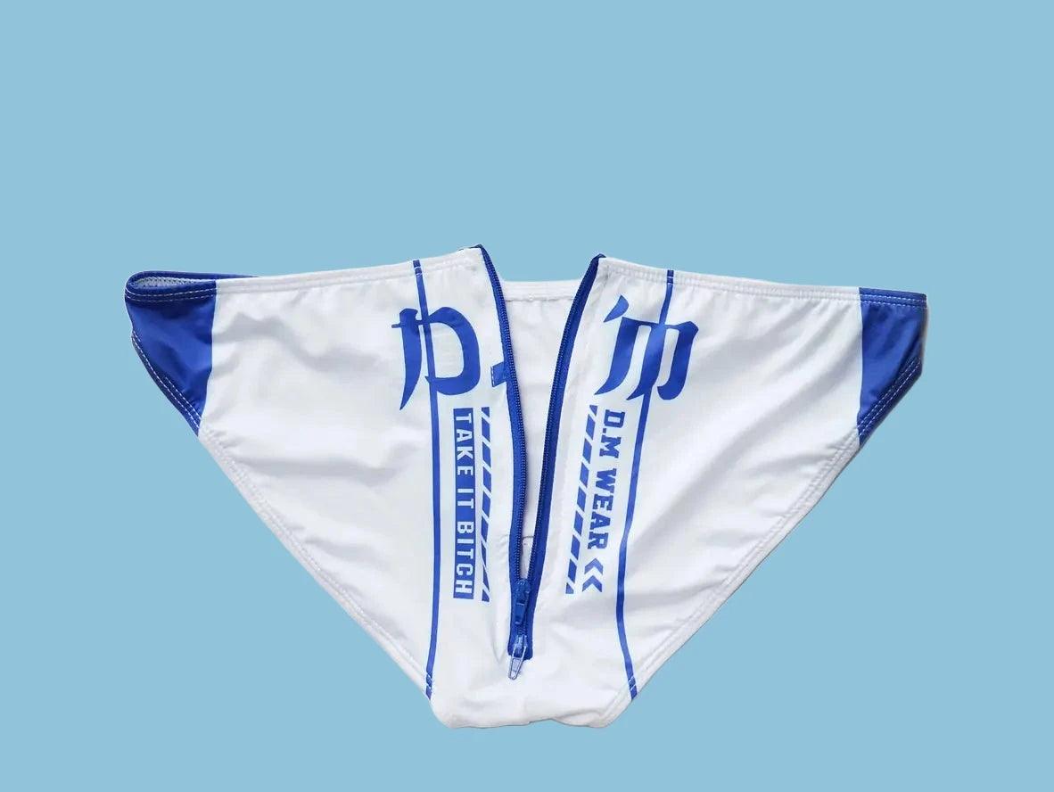 Gay Swim Briefs | D.M Back Zipper Easy Access Swim Briefs