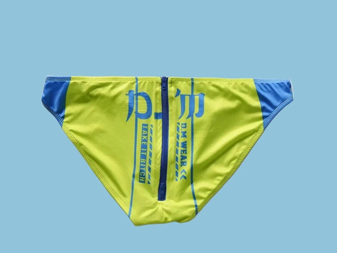 Gay Swim Briefs | D.M Back Zipper Easy Access Swim Briefs