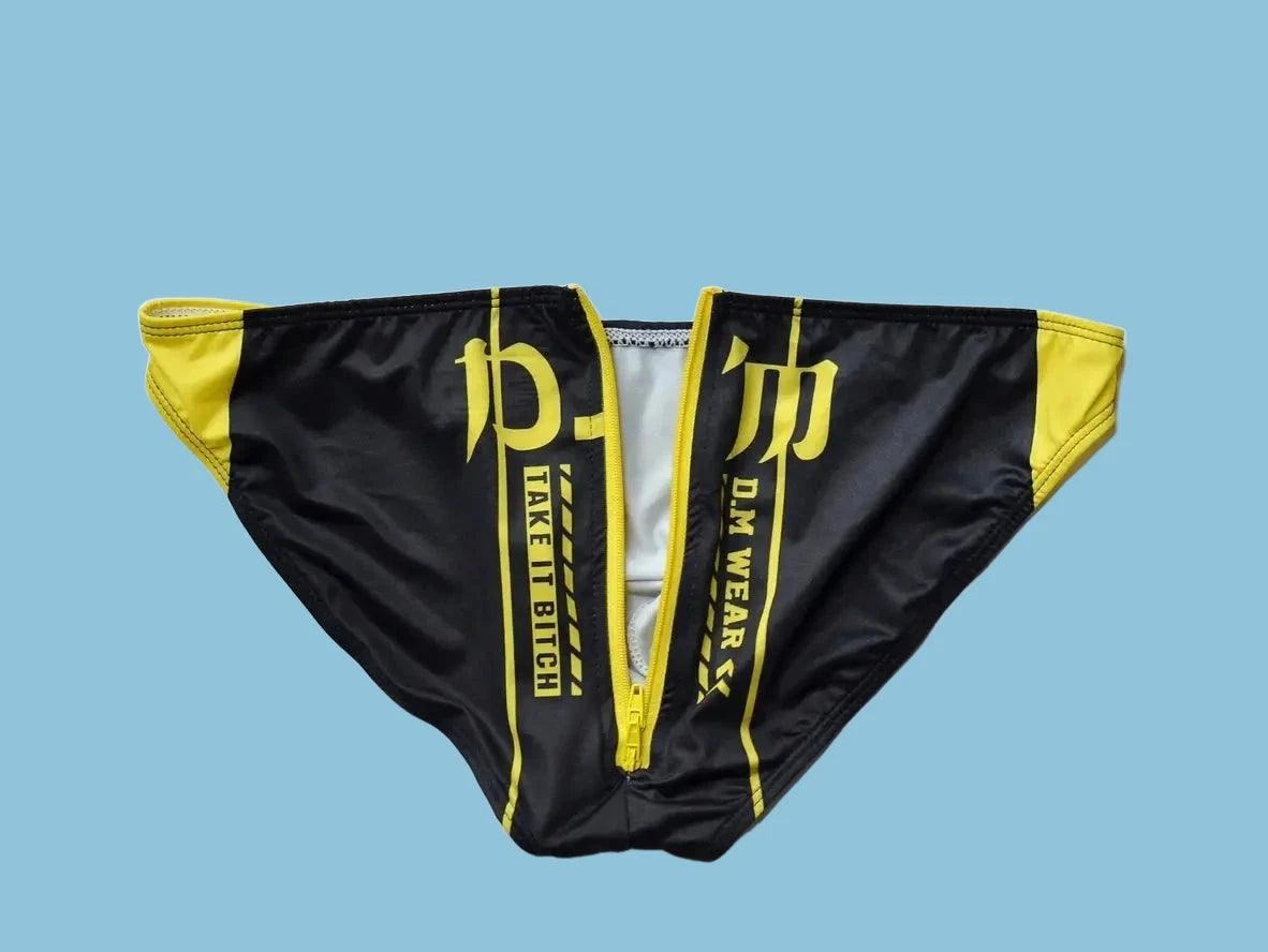Gay Swim Briefs | D.M Back Zipper Easy Access Swim Briefs