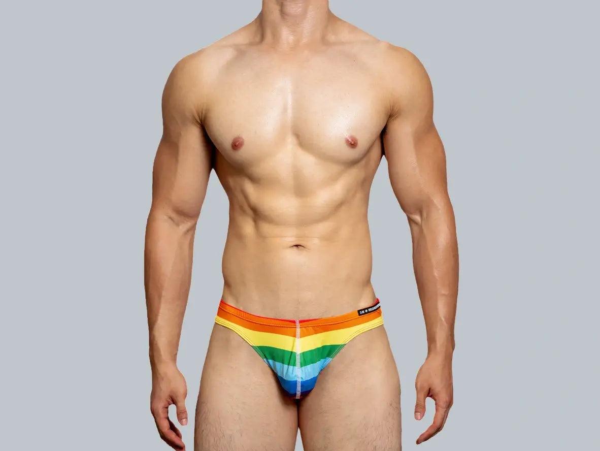 Gay Swim Briefs | D.M Swimwear Rainbow Color Swim Briefs