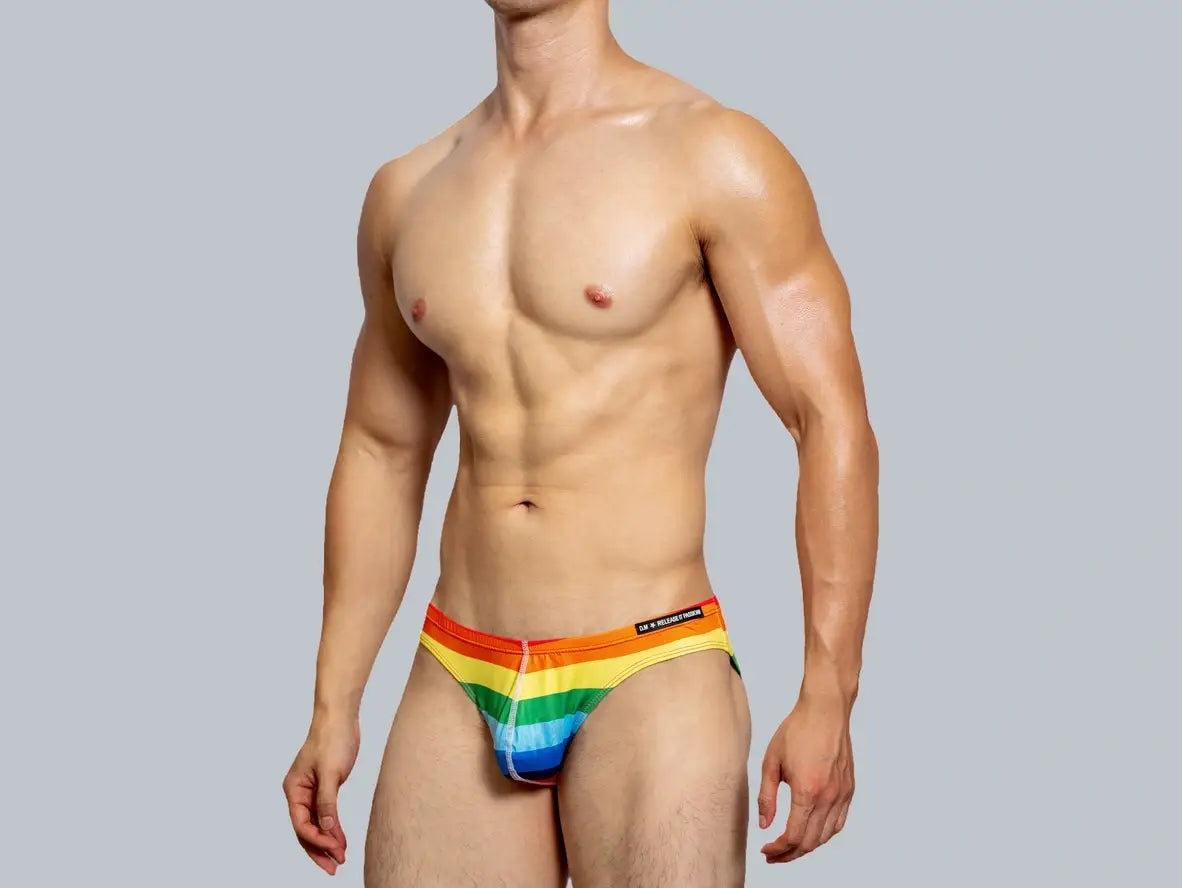 Gay Swim Briefs | D.M Swimwear Rainbow Color Swim Briefs