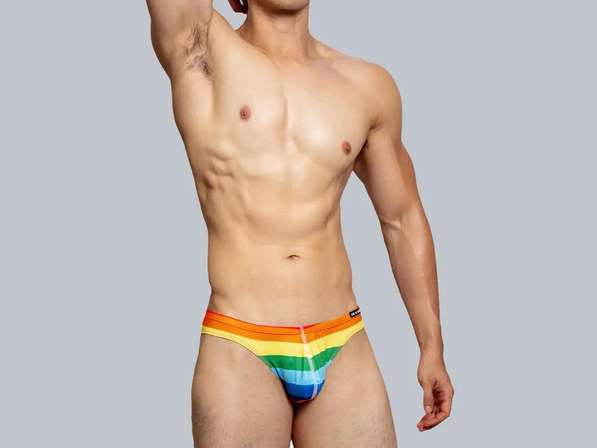 Gay Swim Briefs | D.M Swimwear Rainbow Color Swim Briefs