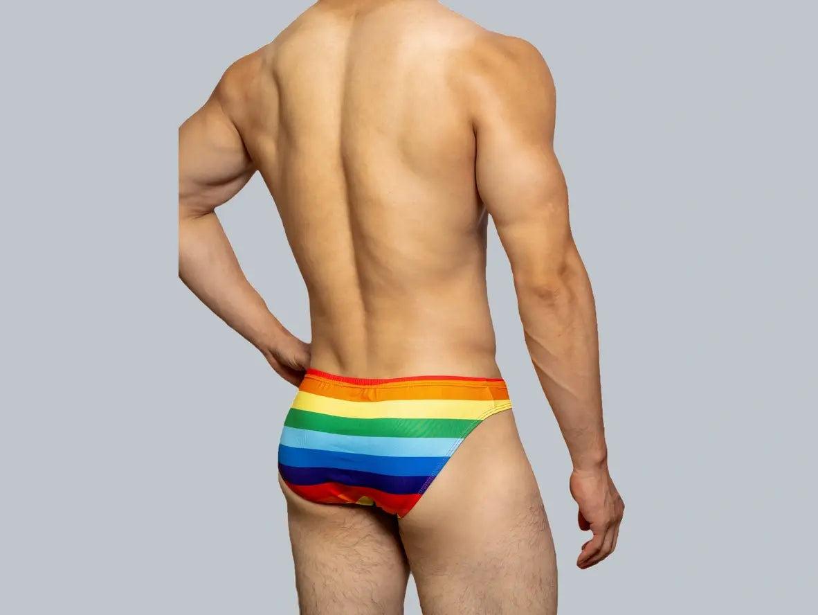 Gay Swim Briefs | D.M Swimwear Rainbow Color Swim Briefs