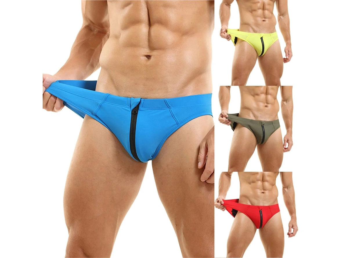 Gay Swim Briefs | Front Zipper Access Swim Briefs