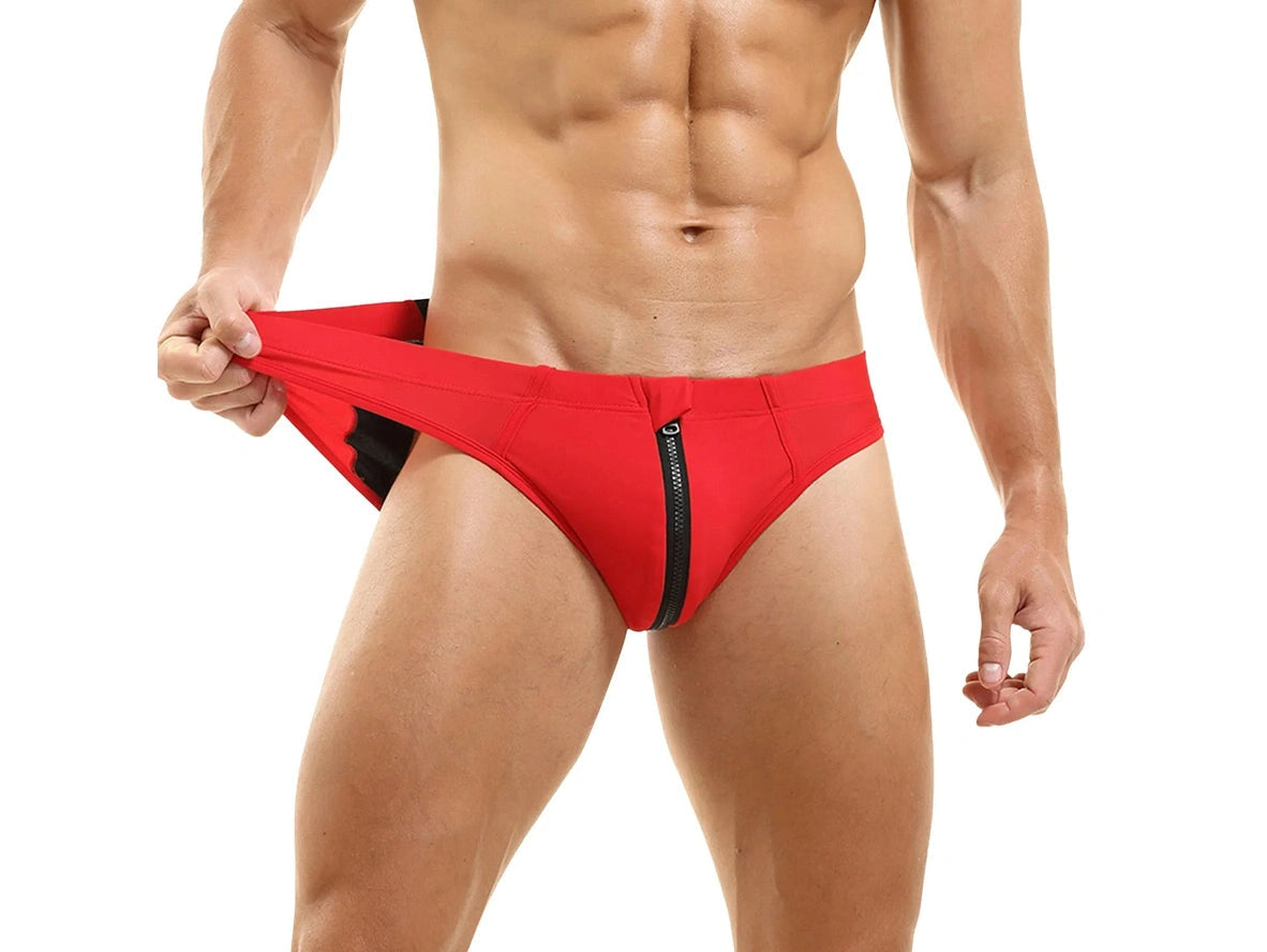 Gay Swim Briefs | Front Zipper Access Swim Briefs