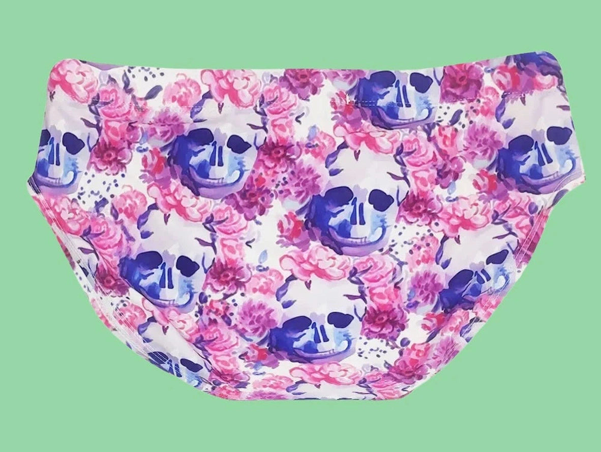 Gay Swim Briefs | Hot Pink Skeleton Print Pushup Pad Swim Briefs
