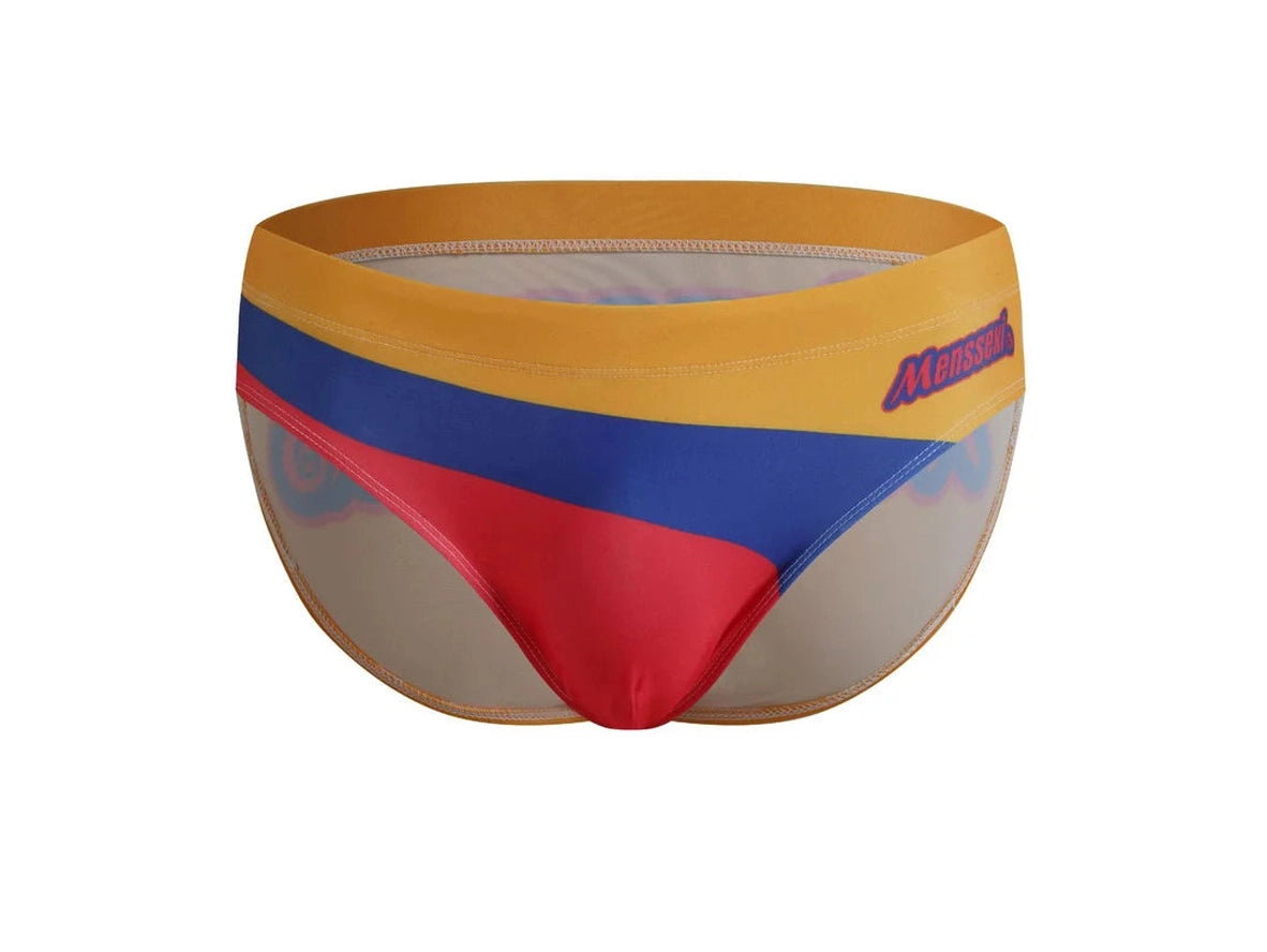 Gay Swim Briefs | MENSSEXI Color Block Fun Swim Briefs