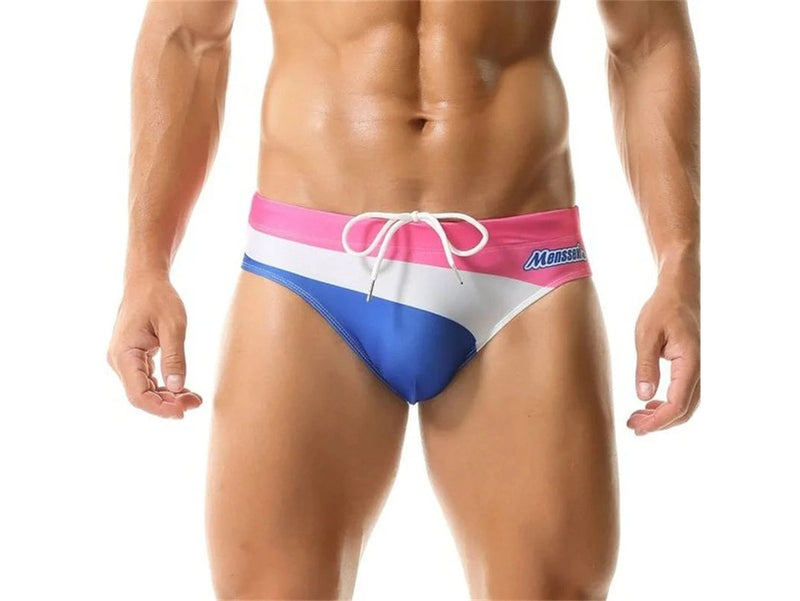 Gay Swim Briefs | MENSSEXI Color Block Fun Swim Briefs