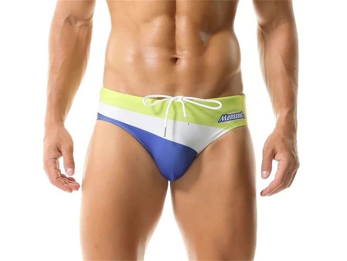 Gay Swim Briefs | MENSSEXI Color Block Fun Swim Briefs