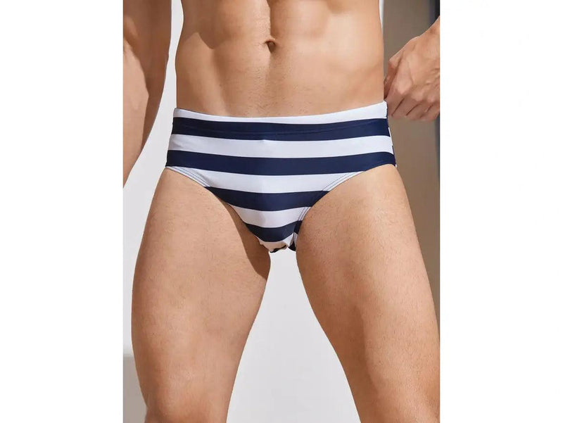 Gay Swim Briefs | Navy Stripe Sexy Swim Briefs