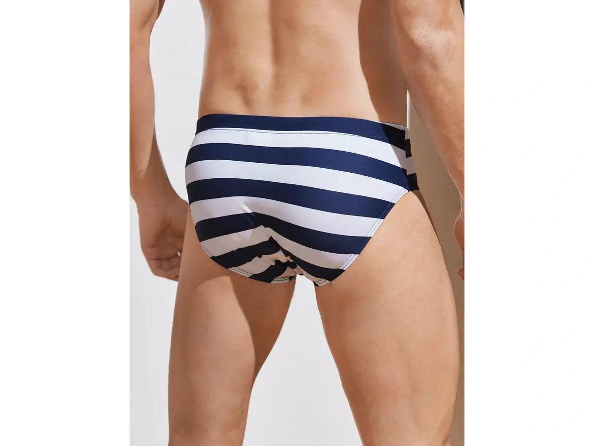 Gay Swim Briefs | Navy Stripe Sexy Swim Briefs