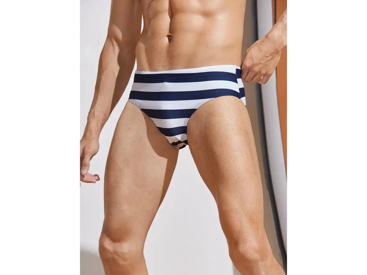 Gay Swim Briefs | Navy Stripe Sexy Swim Briefs