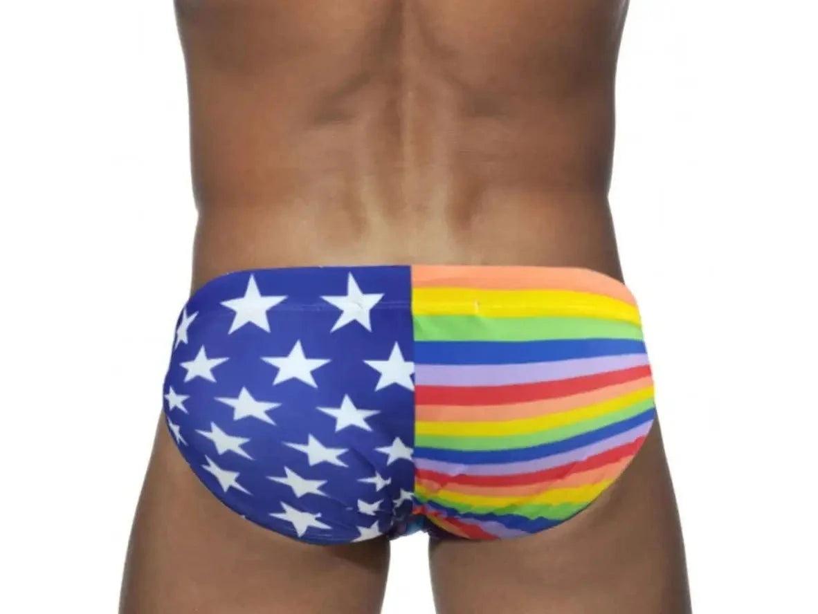 Gay Swim Briefs | Rainbow Stars Pride Pushup Pad Swim Briefs