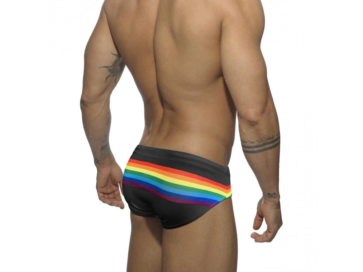 Gay Swim Briefs | Rainbow Striped Swim Briefs