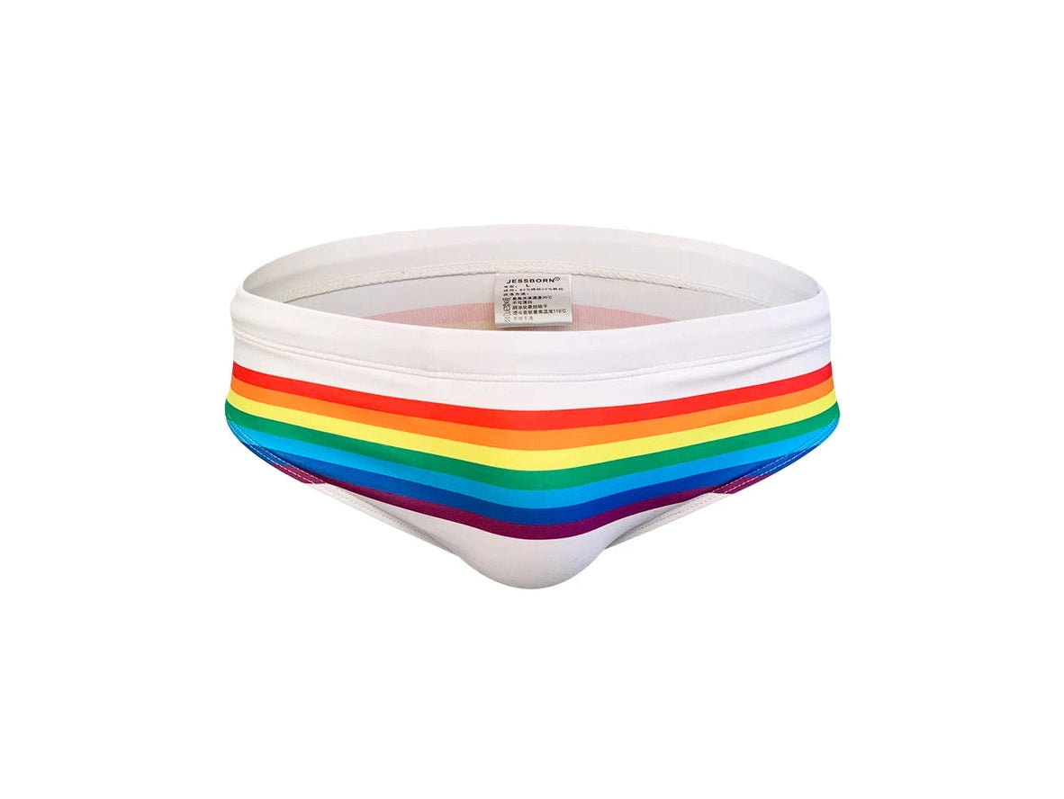 Gay Swim Briefs | Rainbow Striped Swim Briefs