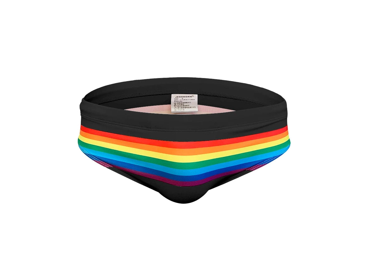 Gay Swim Briefs | Rainbow Striped Swim Briefs