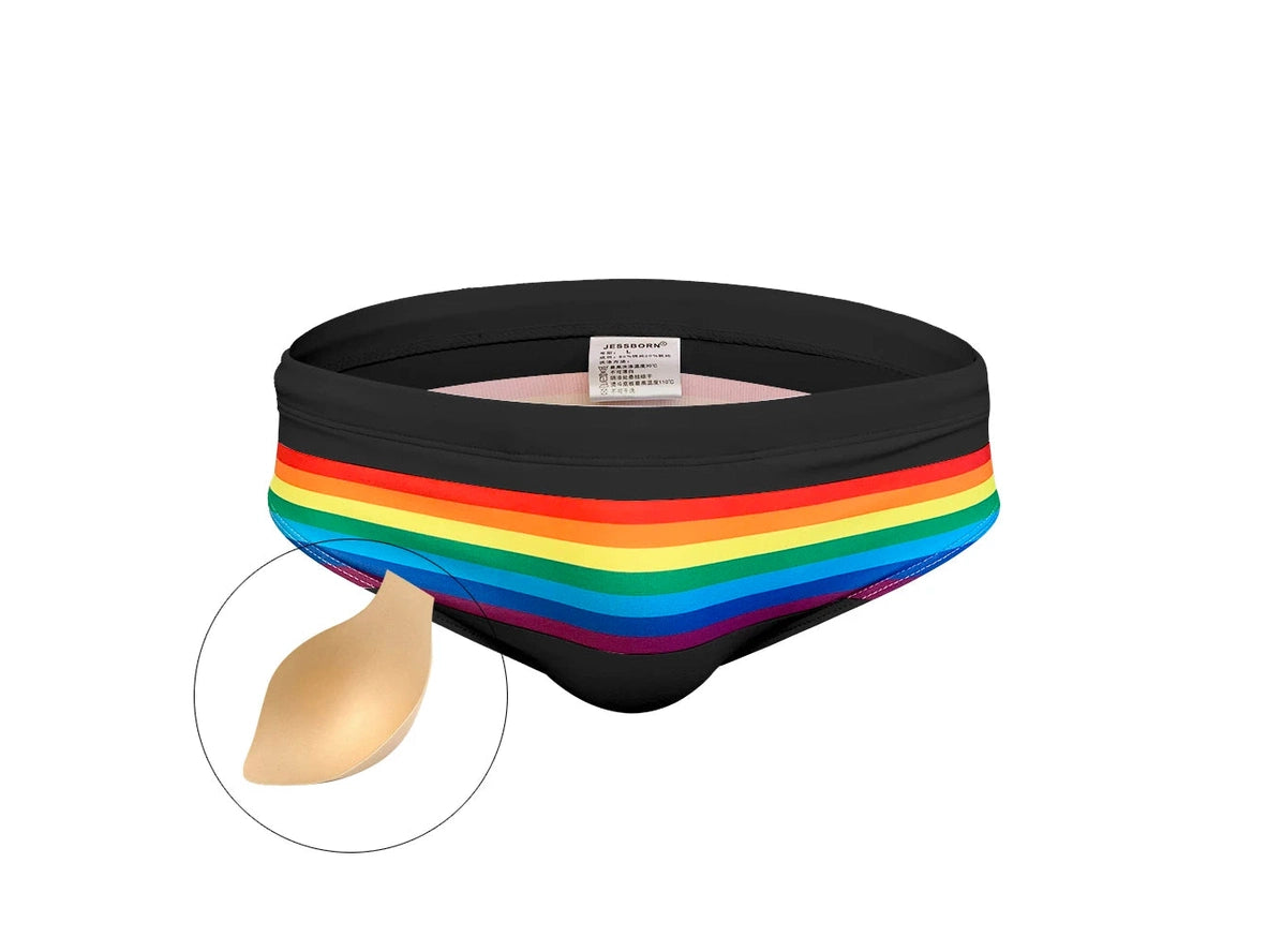 Gay Swim Briefs | Rainbow Striped Swim Briefs