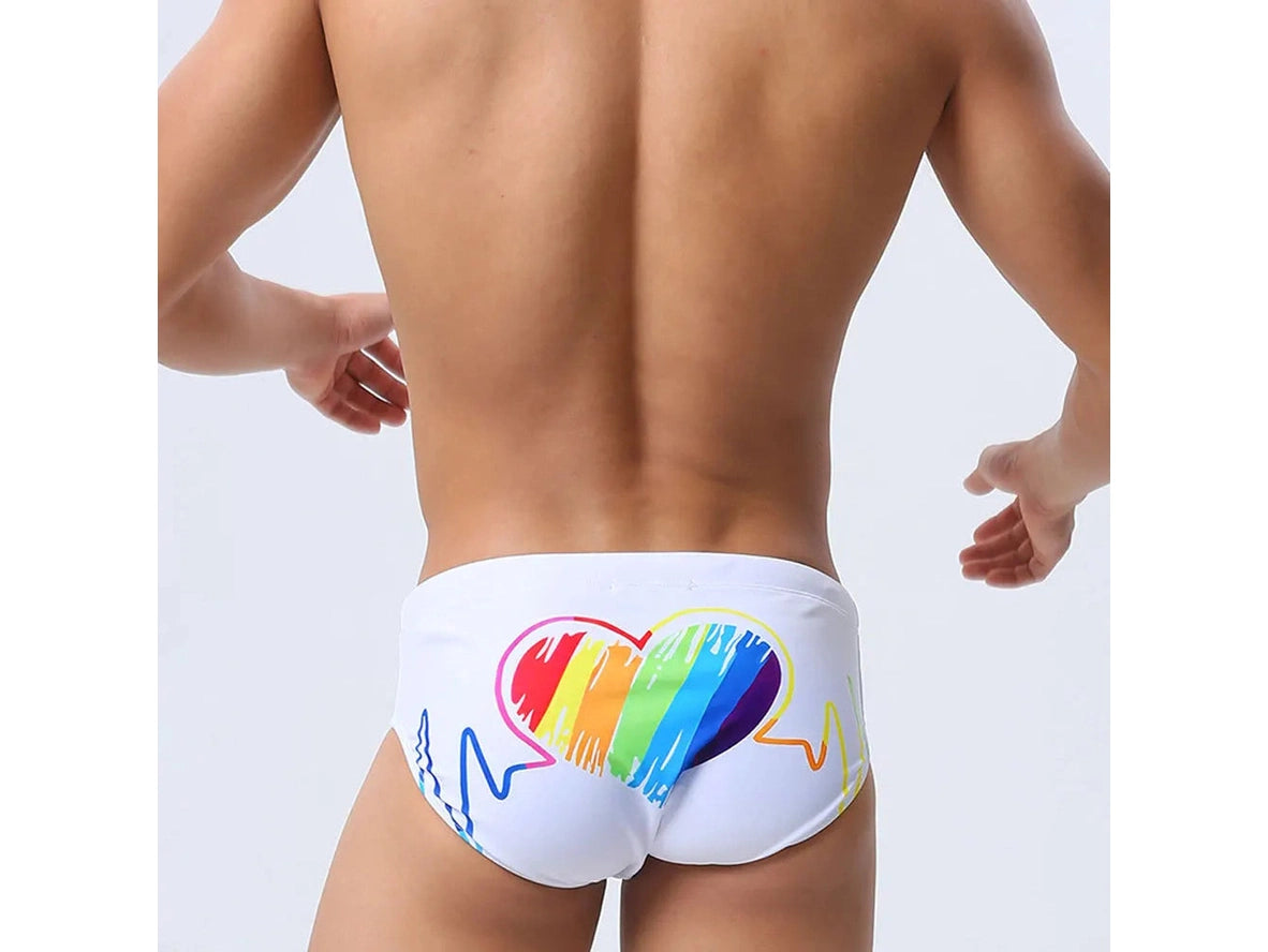 Gay Swim Briefs | SEOBEAN Hot Rainbow Heart Swim Briefs